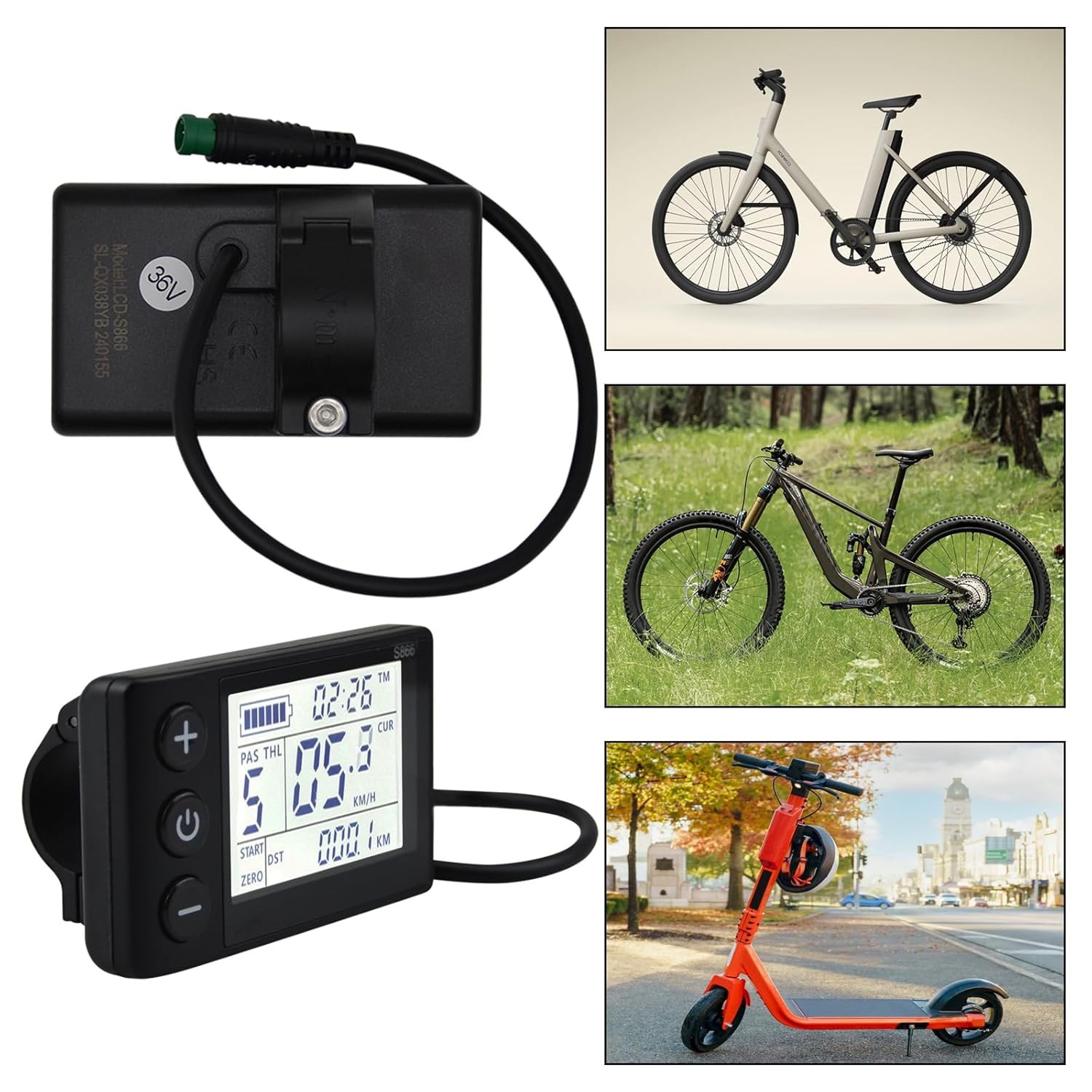 S866 Electric Bicycle LCD Display Meter, 24V 36V 48V Ebike LCD Display Control P