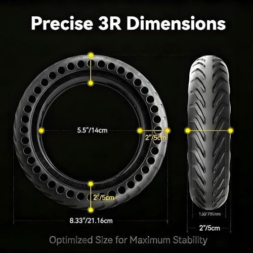 8.5″ Solid Electric Scooter Tire, Honeycomb Shock-Absorbing Replacement 2PS