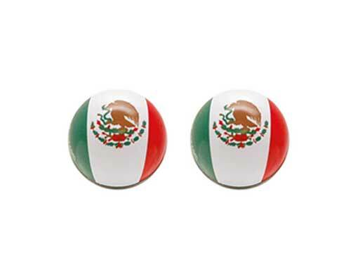 Pair Valve Caps ROUND MEXICO FLAG Schrader Bikes Cars Trucks New!