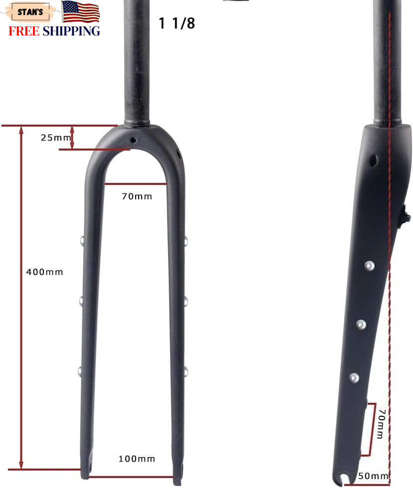 WCS 700C Carbon Fiber Gravel Bike Fork 1-1/8″ Straight Steerer Flat Mount Disc