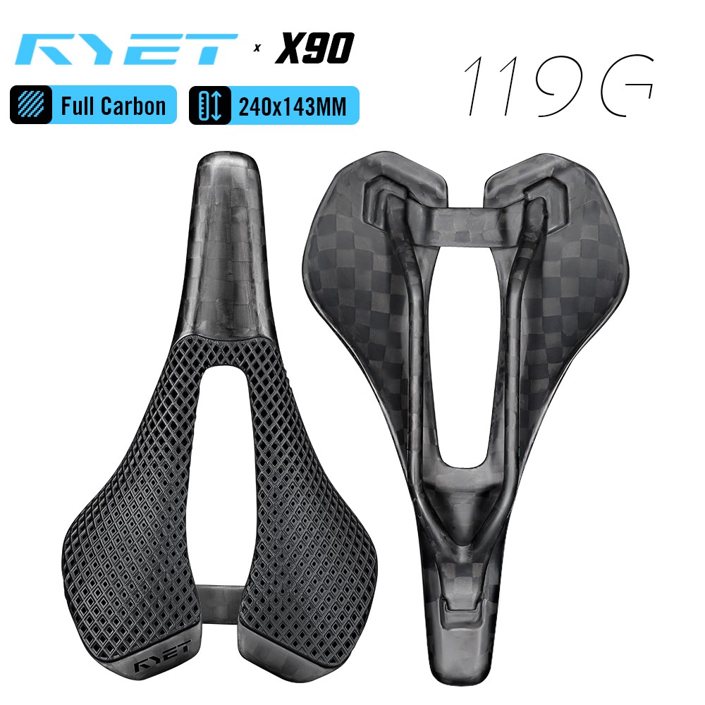 RYET Ultralight Carbon Bike Saddle 240x143mm 3D Printed Rail for Road MTB Gravel