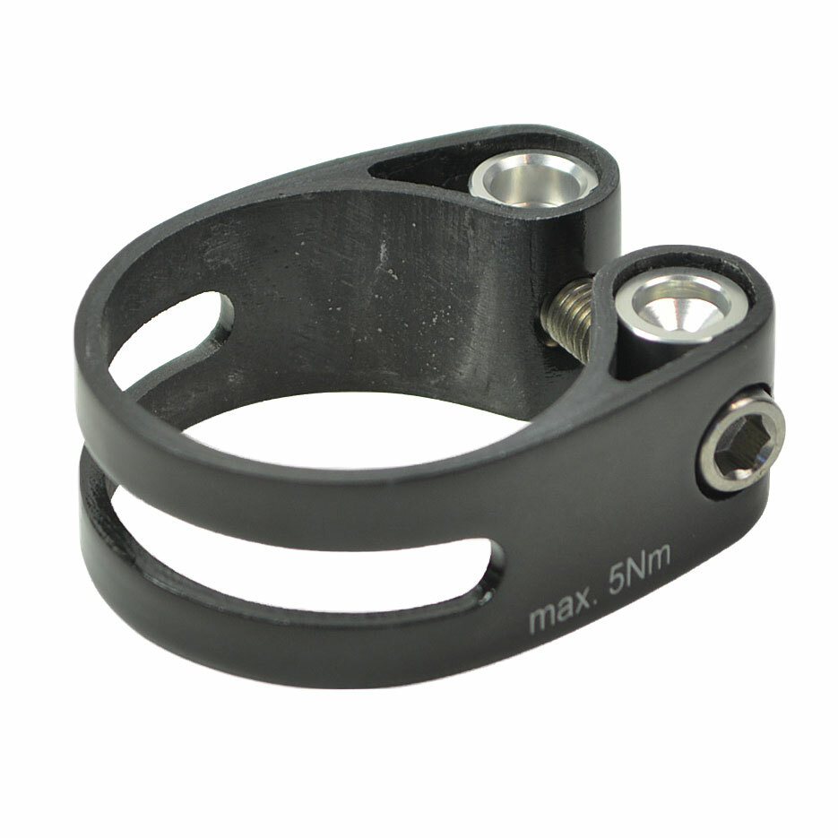 OMNI Racer WORLDS LIGHTEST Carbon Titanium Seatpost Clamp: 31.8-32mm GLOSSY 11g