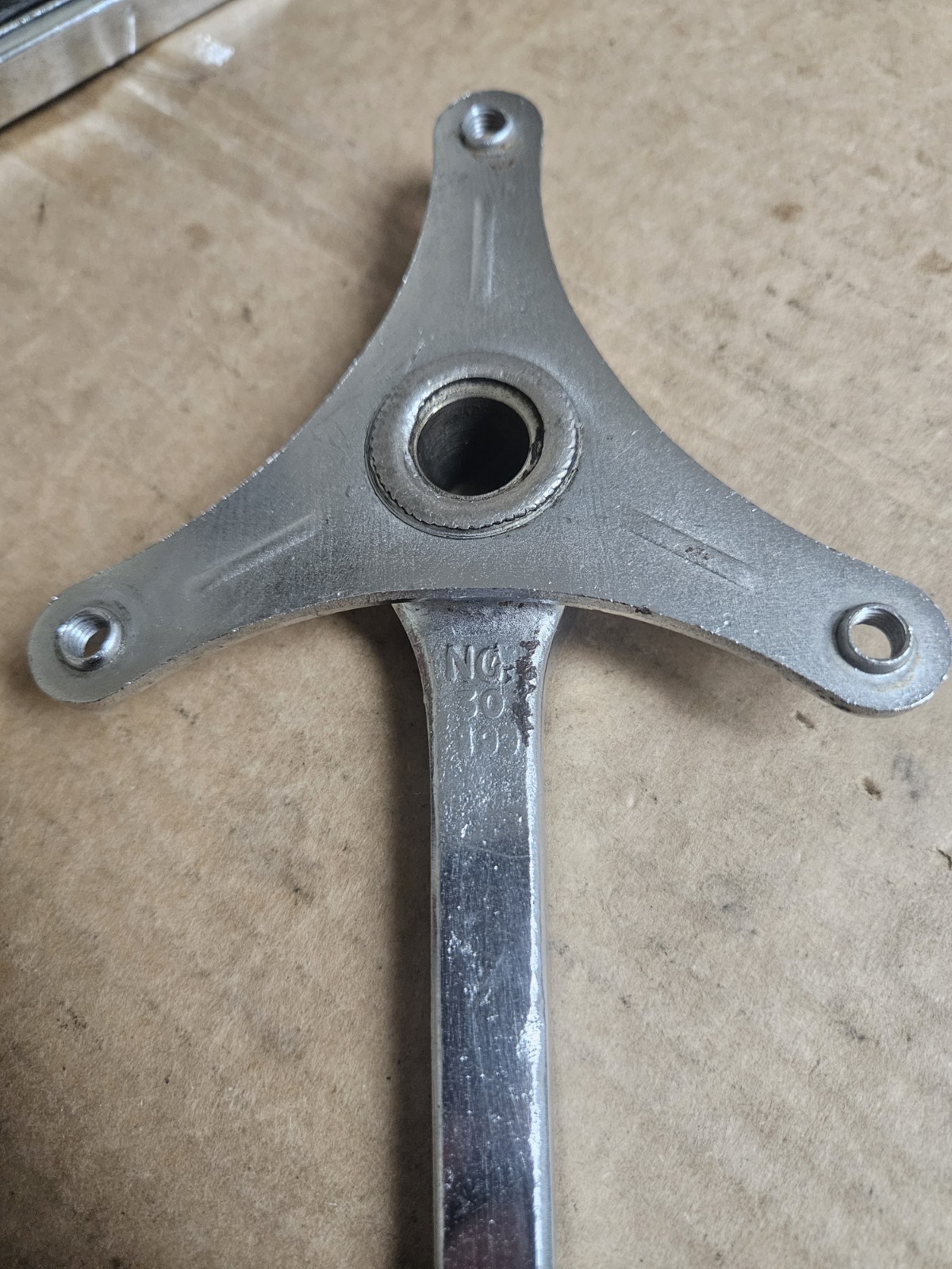 Vintage Cottered Crankset, Raleigh Sir Walter, 3 Arms, 165mm 52/40 T, w/ BB