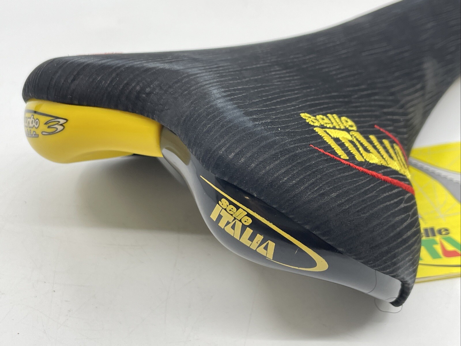 NOS VINTAGE 1999 Selle Italia Turbomatic 3 Black Leather Manganese Rail Saddle