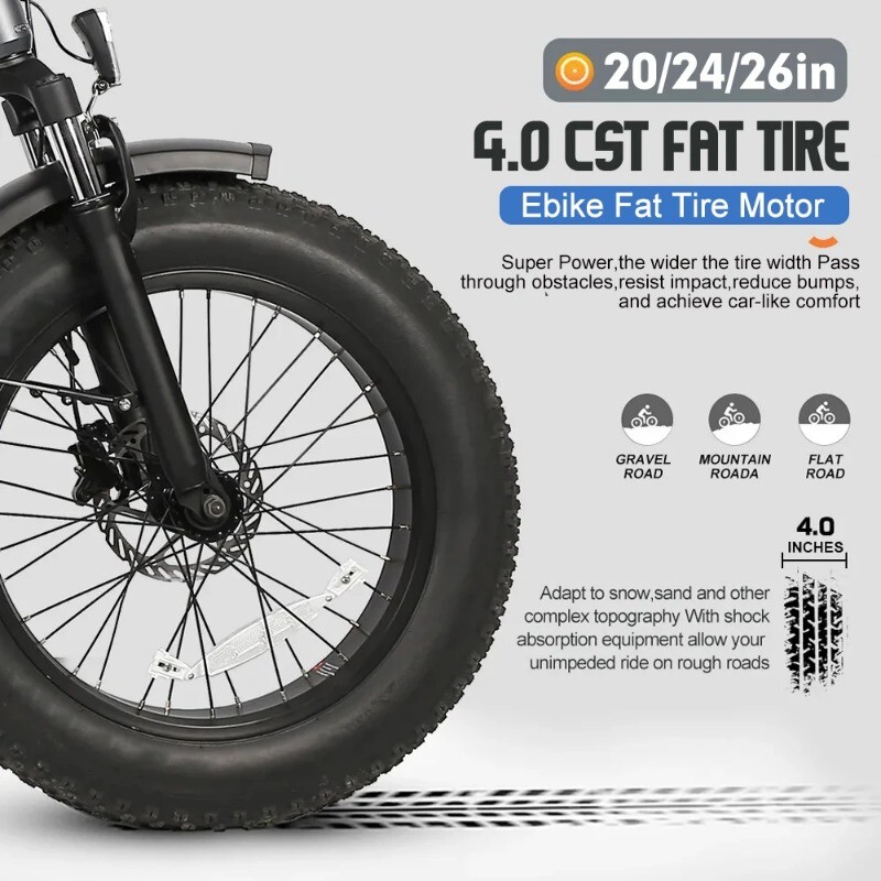 48V 2000W 20/24/26In Snow Electric Bike Fat Rear Rotate Hub Motor Dropout 190MM