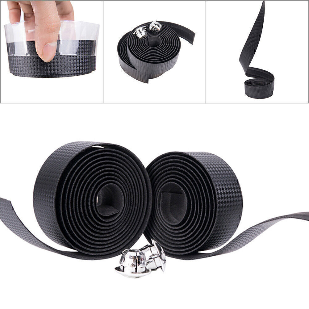 Bicycle Handlebar Strap Carbon Fiber Grain Leather Shock Absorb Handlebar Wraps