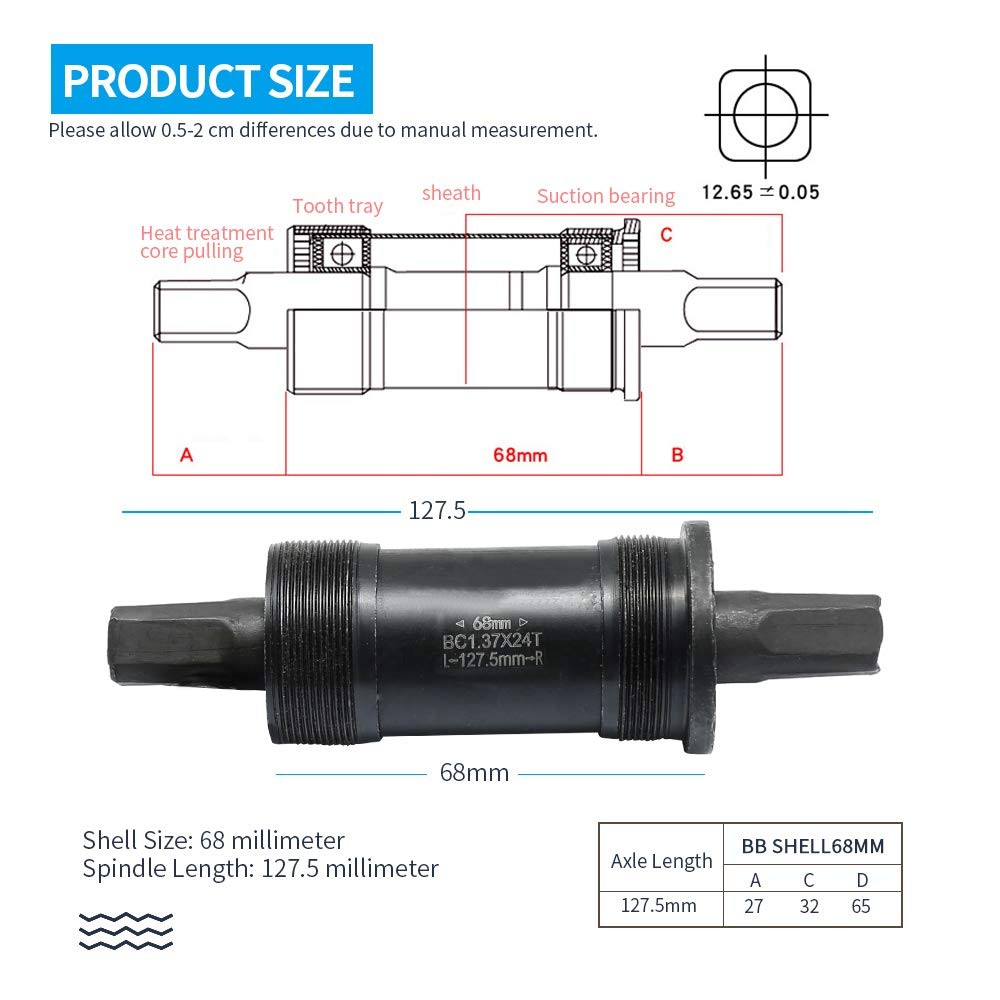 Square Taper JIS Bottom Bracket 68 X110mm/123mm/127mm for Mountain Bike Repla…