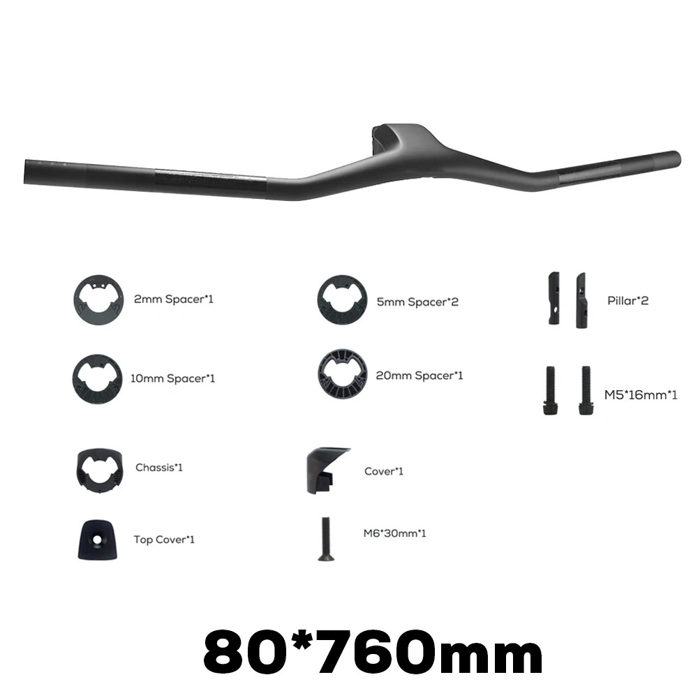 Full Carbon 740MM -40° Integrated MTB Bicycle Handlebar 70-100mm Matte Riser Bar