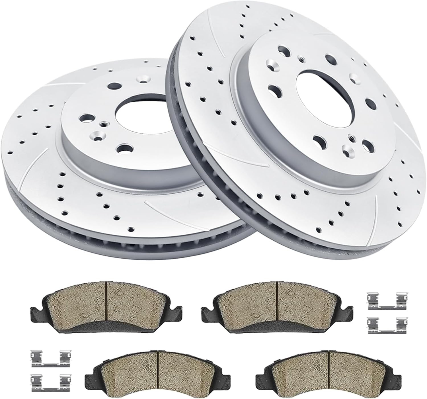 Front Brake Kit Drilled Slotted Rotors Ceramic Pads Cadillac Escalade Chevy GMC