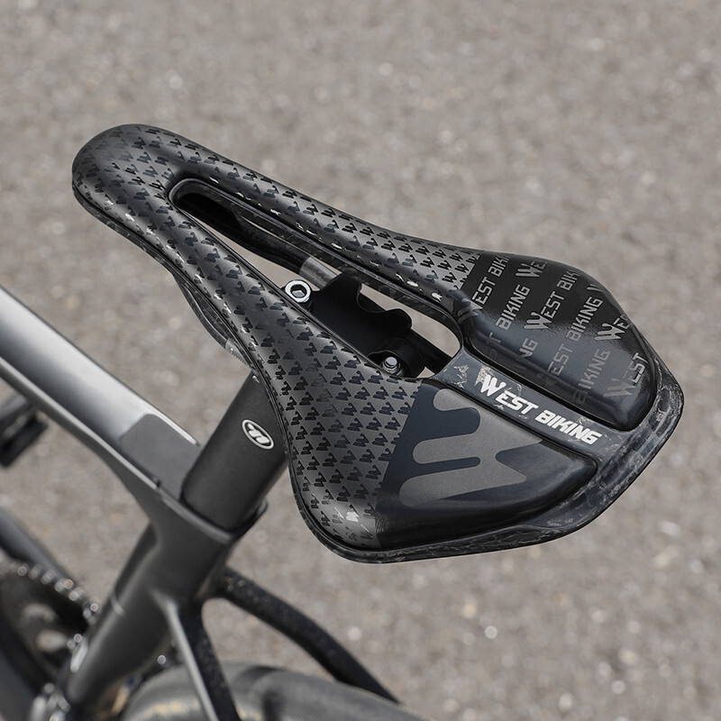 WEST BIKING Carbon Fiber Leather Bicycle Saddles Mountain Bike Road Bicycle Seat