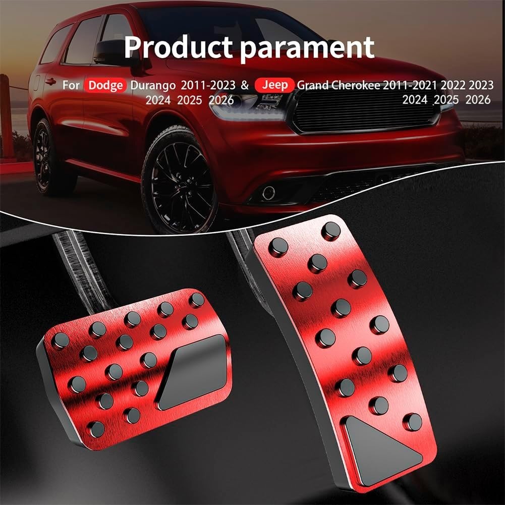 Car Pedal Cover for Jeep Grand Cherokee Dodge Durango Aluminum Alloy No Drilling