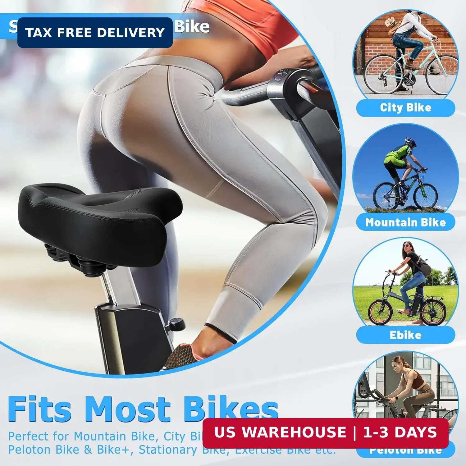CDYWD Oversized Bike Seat for Men & Women Comfort, Extra Wide Bicycle Seat Cushi