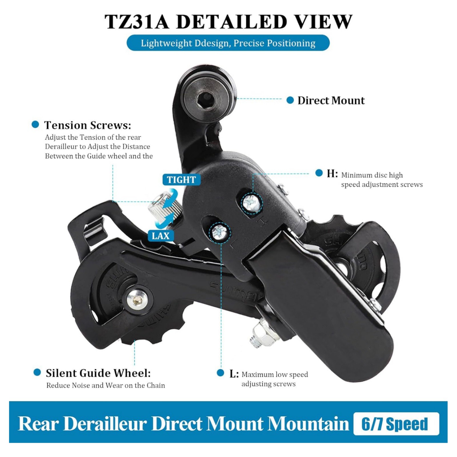 For Shimano RD-TZ31 1PC Replacement Rear Derailleur 6/7/8 Speed Mountain Bike