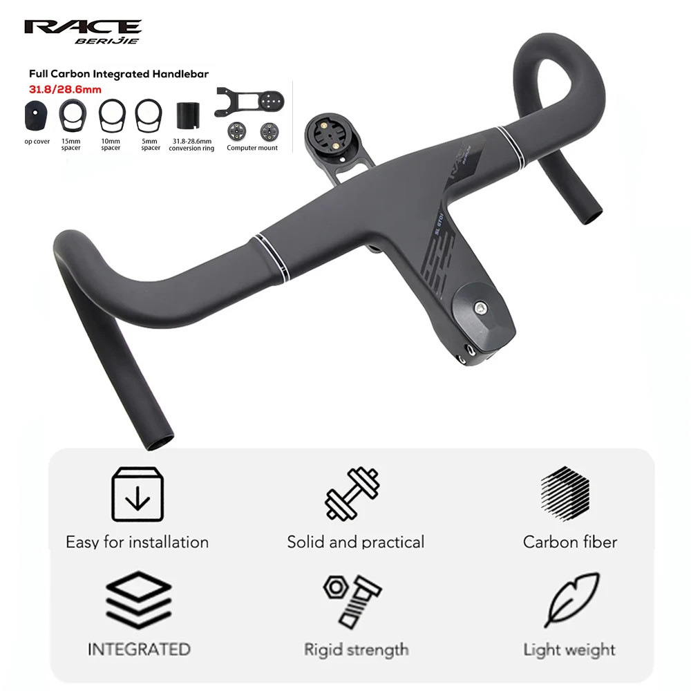 Aero Full Carbon Road Bike Integrated Cockpit -11 Degree 390-430mm Drop Bar