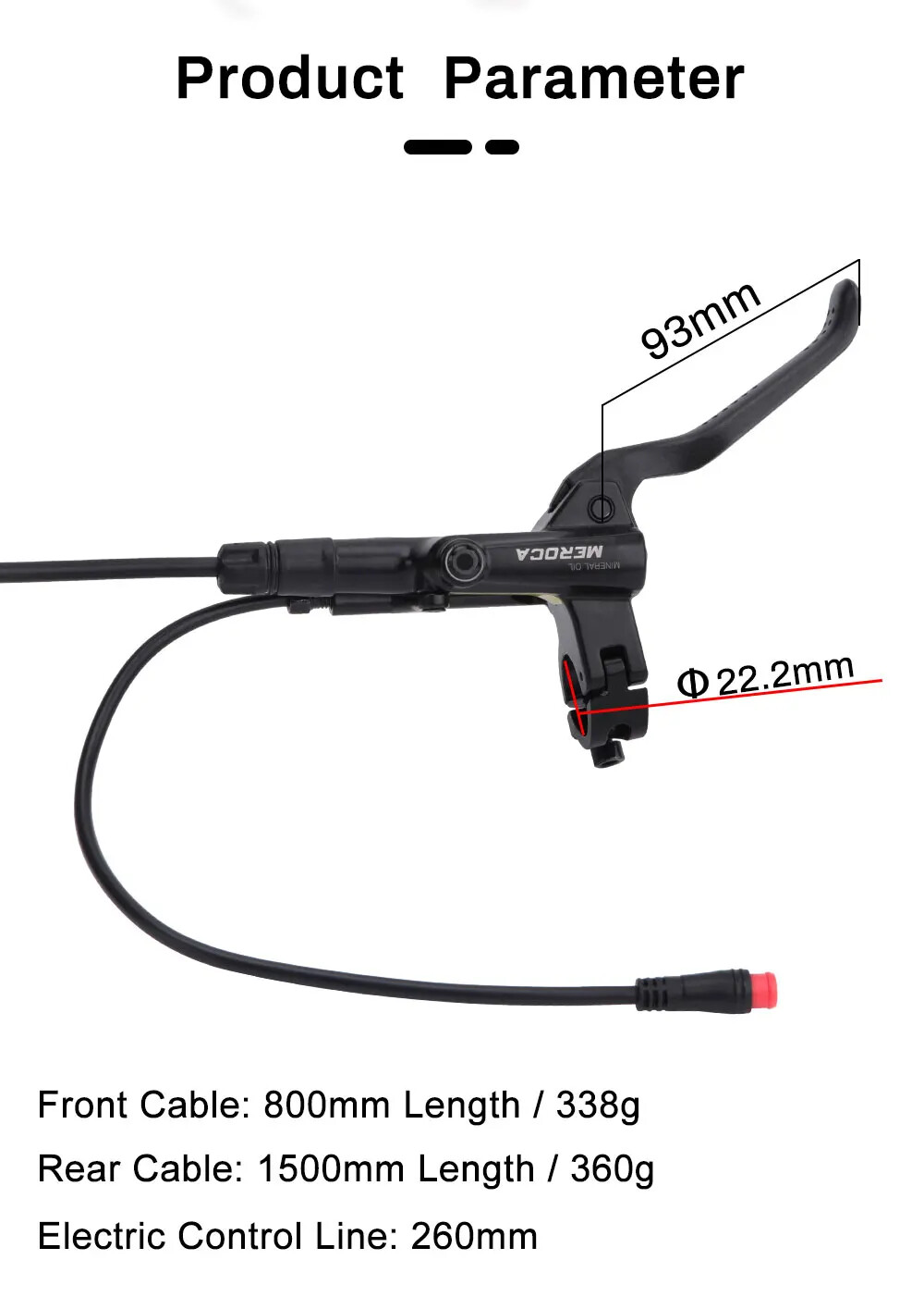 Mountain E-bike Oil Brake Caliper Power Off Hydraulic Disc Brake Sets 800/1500mm