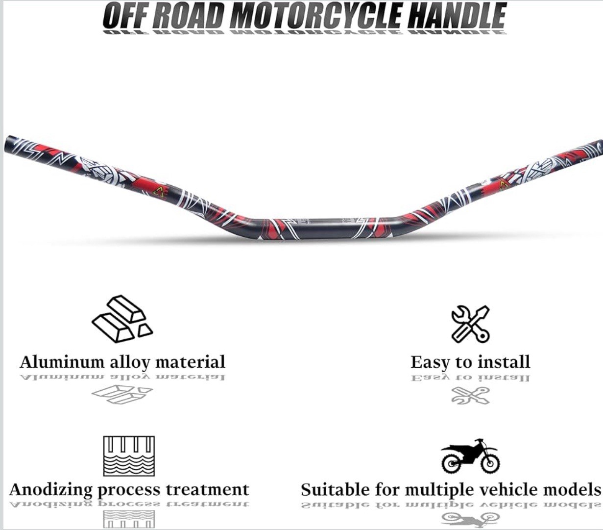 Universal 1 1/8″ 28mm Dirt Bike Handlebars Aluminum,Upgraded Style Black