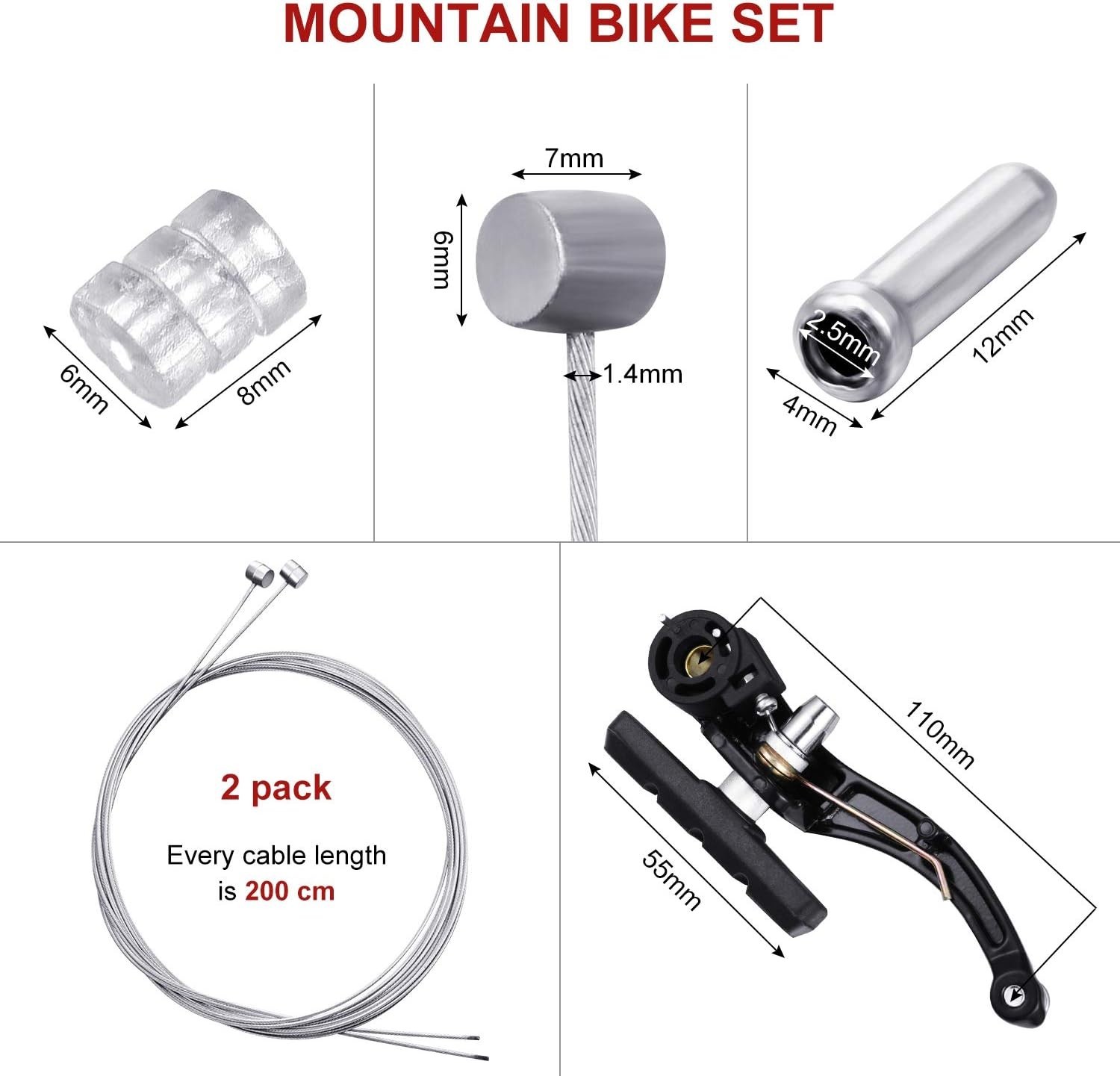 Mountain Bike Brakes Set – 2 Pairs + Accessories