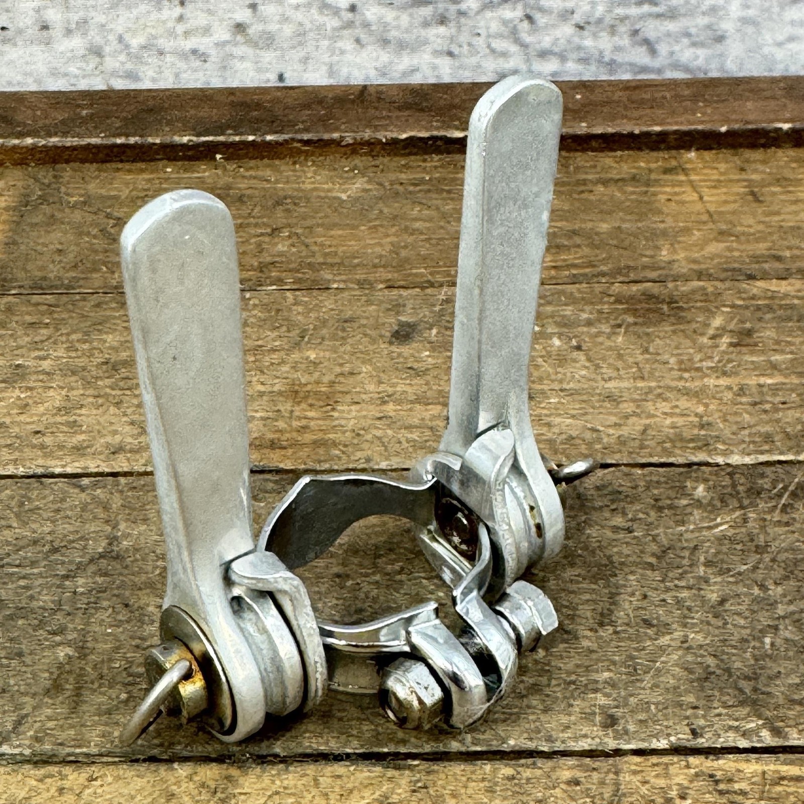 Vintage Campagnolo Wings Down Tube Friction Shifter Set Clamp Script Shift