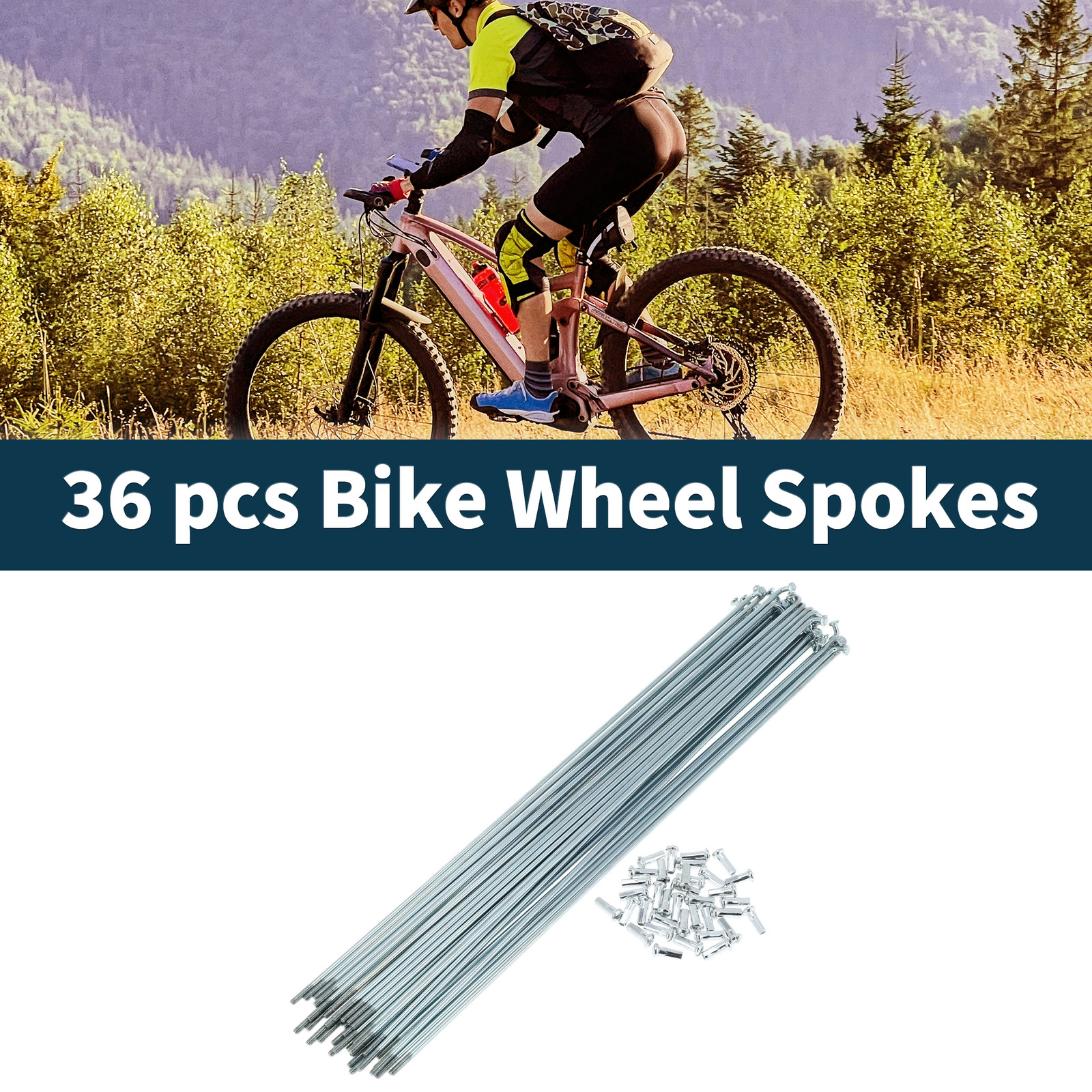 1 Set 13G 257mm Length Bicycle Spokes Nipple 45 Steel Galvanized Universal