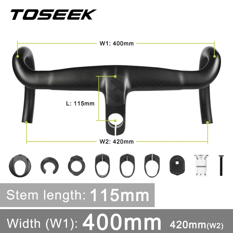 Carbon Road Bicycle Handlebars Integrated Full Internal Routing Di2 Drop Bar