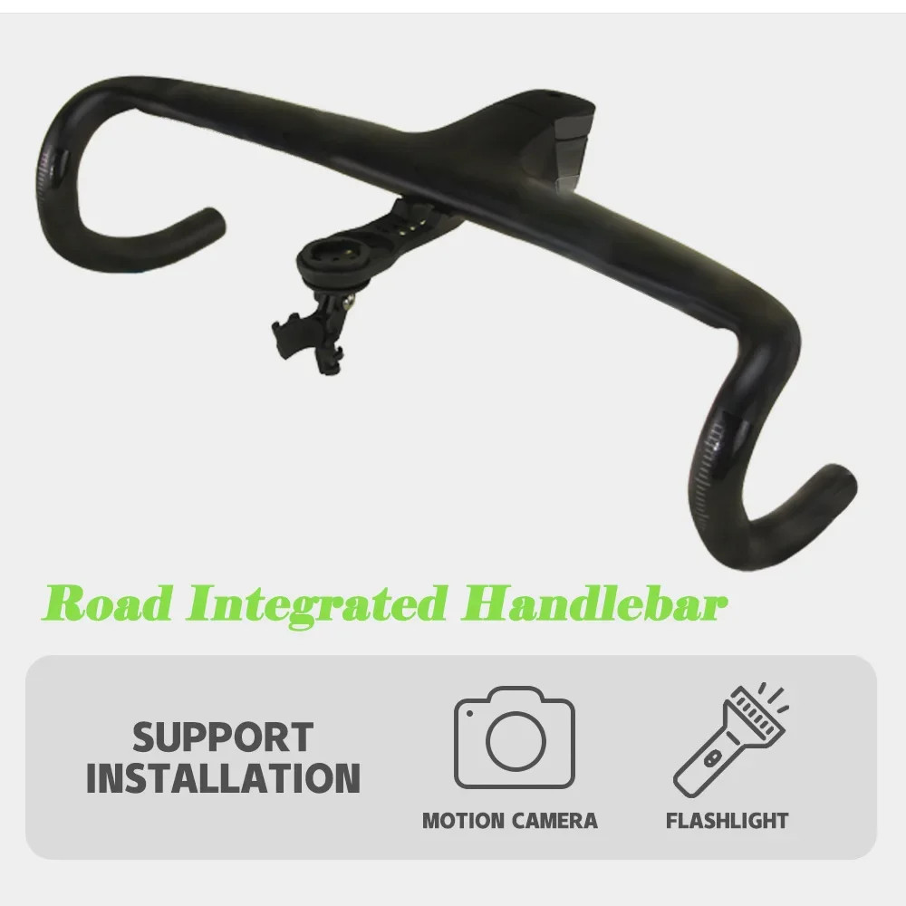 Carbon Integrated Road Bike Drop Bar Internal Routing Cable with Computer Mount