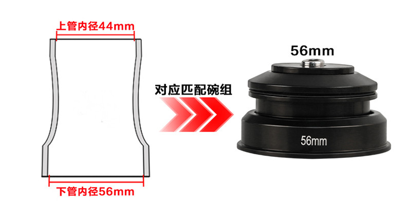 GINEYEA 44-56mm Cartridge Tapered Integrated 1-1/8′ 28.6 Steerer Bearing Headset