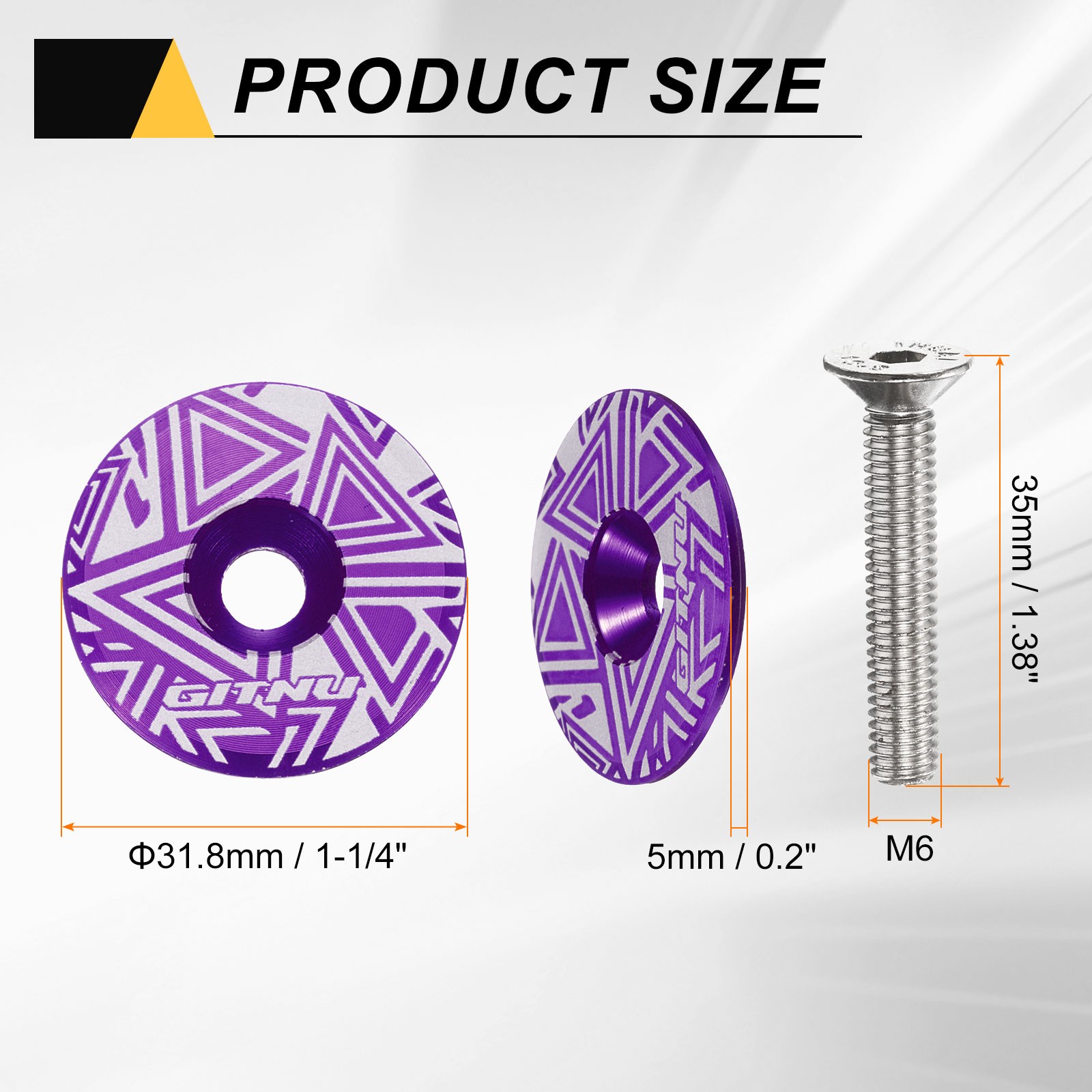1Pcs 1-1/4 Headset Stem Top Cap Bicycle Stem Top Cap Cover with Bolt Purple