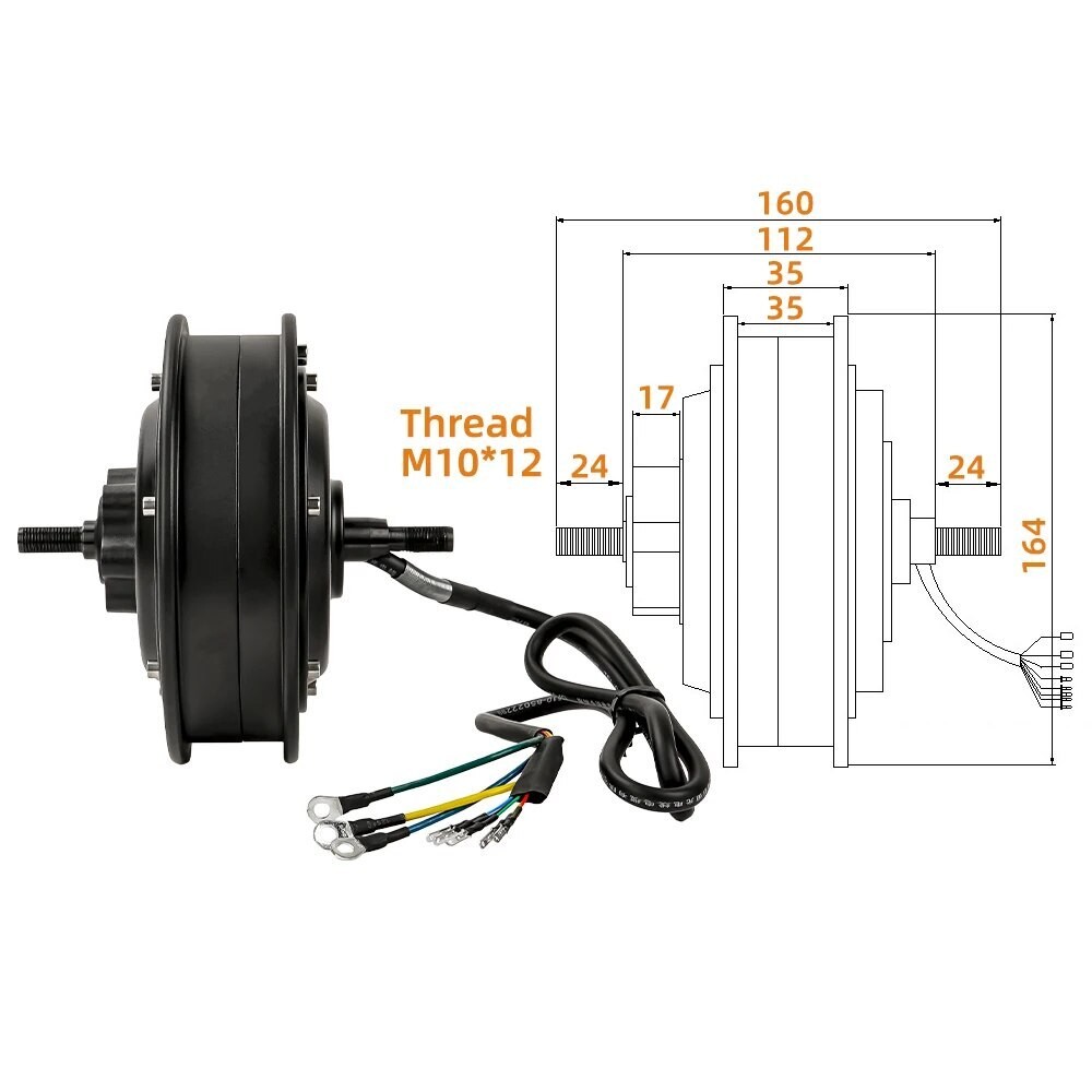 10 inch Scooter Brushless Spilt Hub Motor 48V 1000W Replace Wheel Motor