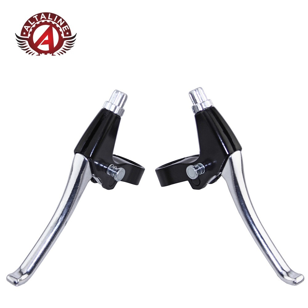ALTALINE 4 Finger Bicycle Locking Alloy Brake Lever Set CH-2482 Black/Chrome
