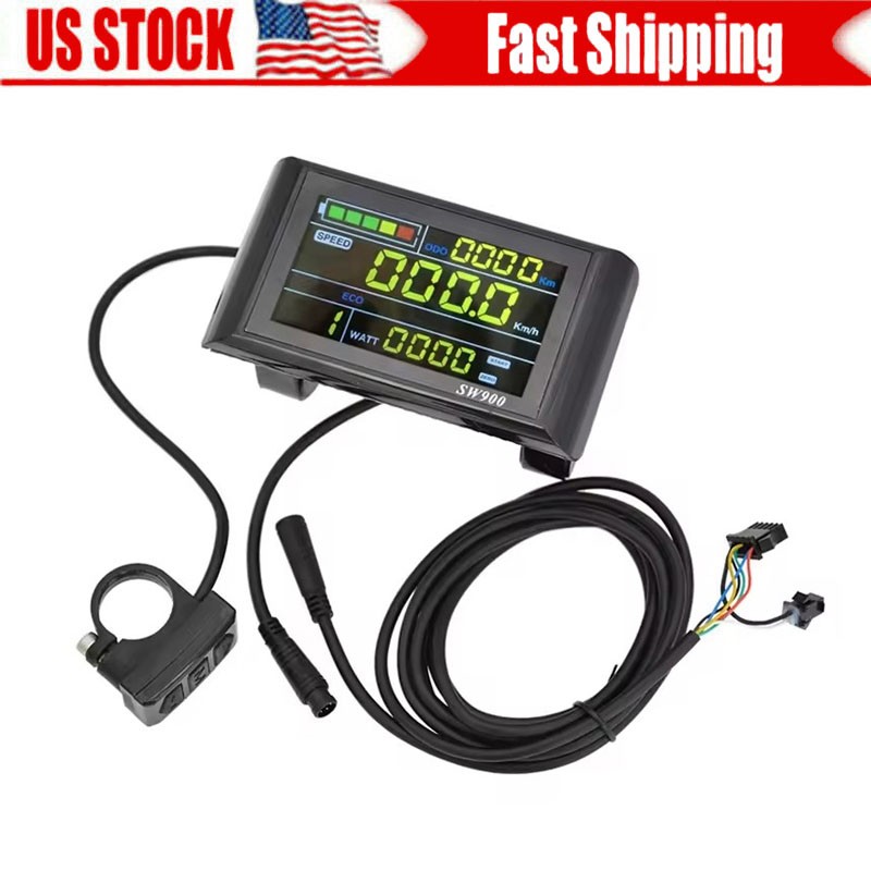24V/36V/48V/60V E-Bike SW900 Colorful LCD Display Panel SM & Waterproof Plug NEW