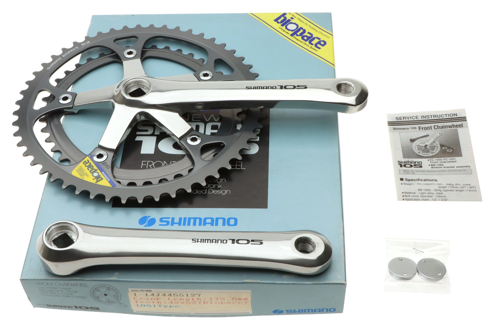 Shimano 105 FC-1050 Crank 54/42 172.5mm 8SPD Silver NEW NOS NIB Vintage