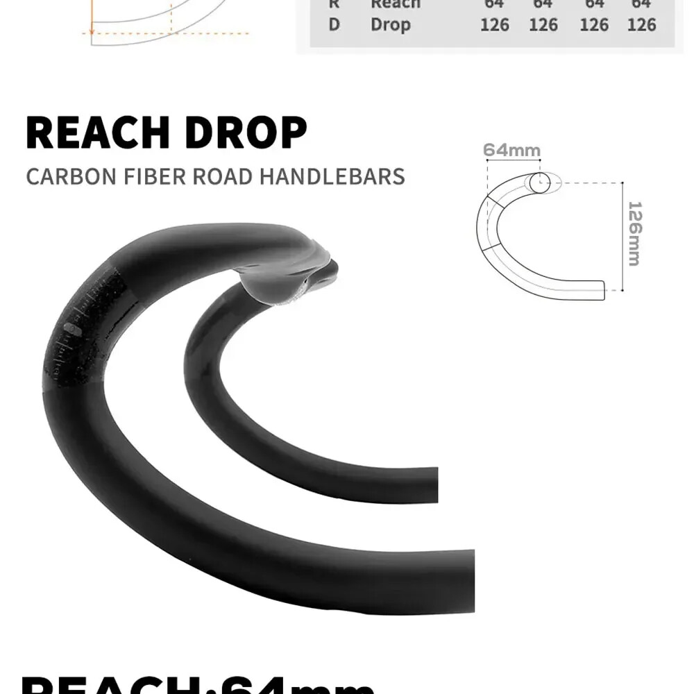 Road Bike Handlebar 380mm/400mm/420mm/440mm Black Matt Fully Internal Routing