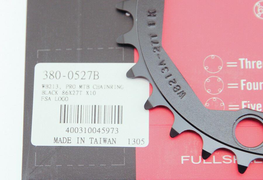FSA 27T Pro MTB 386 Chainring Ring X-10 Speed 86 BCD 3 Bolt Black Bike New NIB