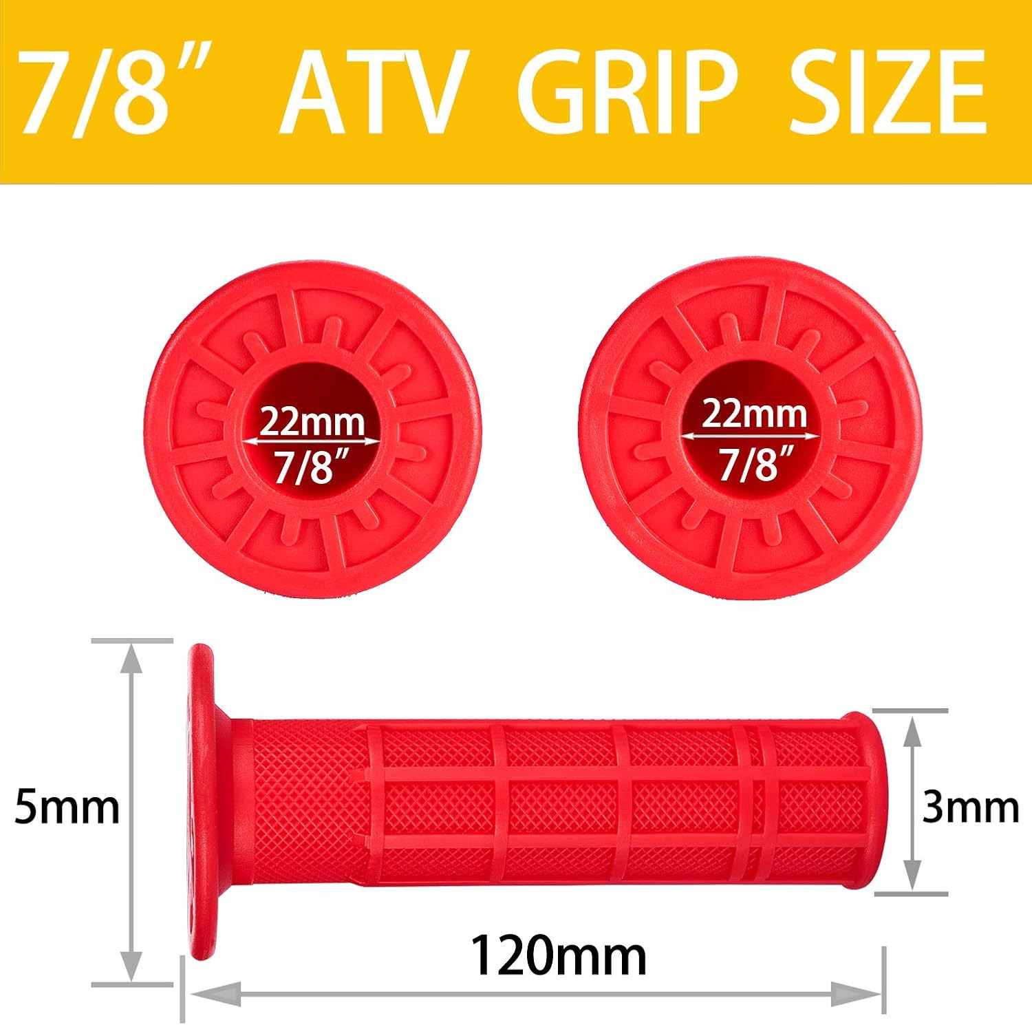 7/8» ATV Grips Universal Handlebar Grips Soft Rubber Motorcycle Grip for ATV Po