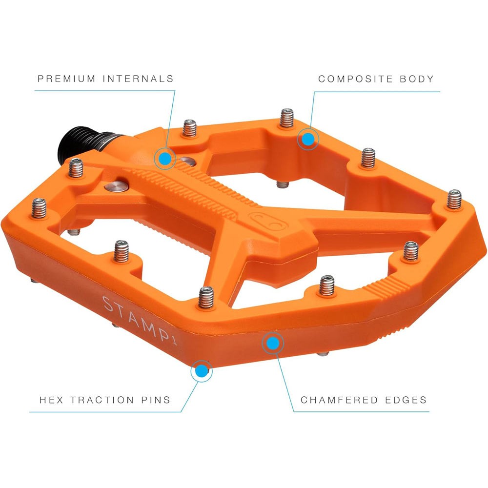 Crank Brothers Stamp 1 Gen 2 Composite Platform Pedals Large Orange
