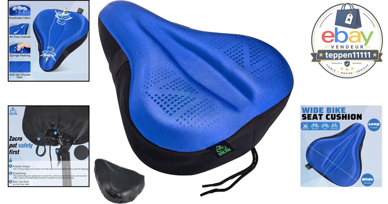 Bike Seat Cushion Padded Gel Cover for Bicycle Saddle