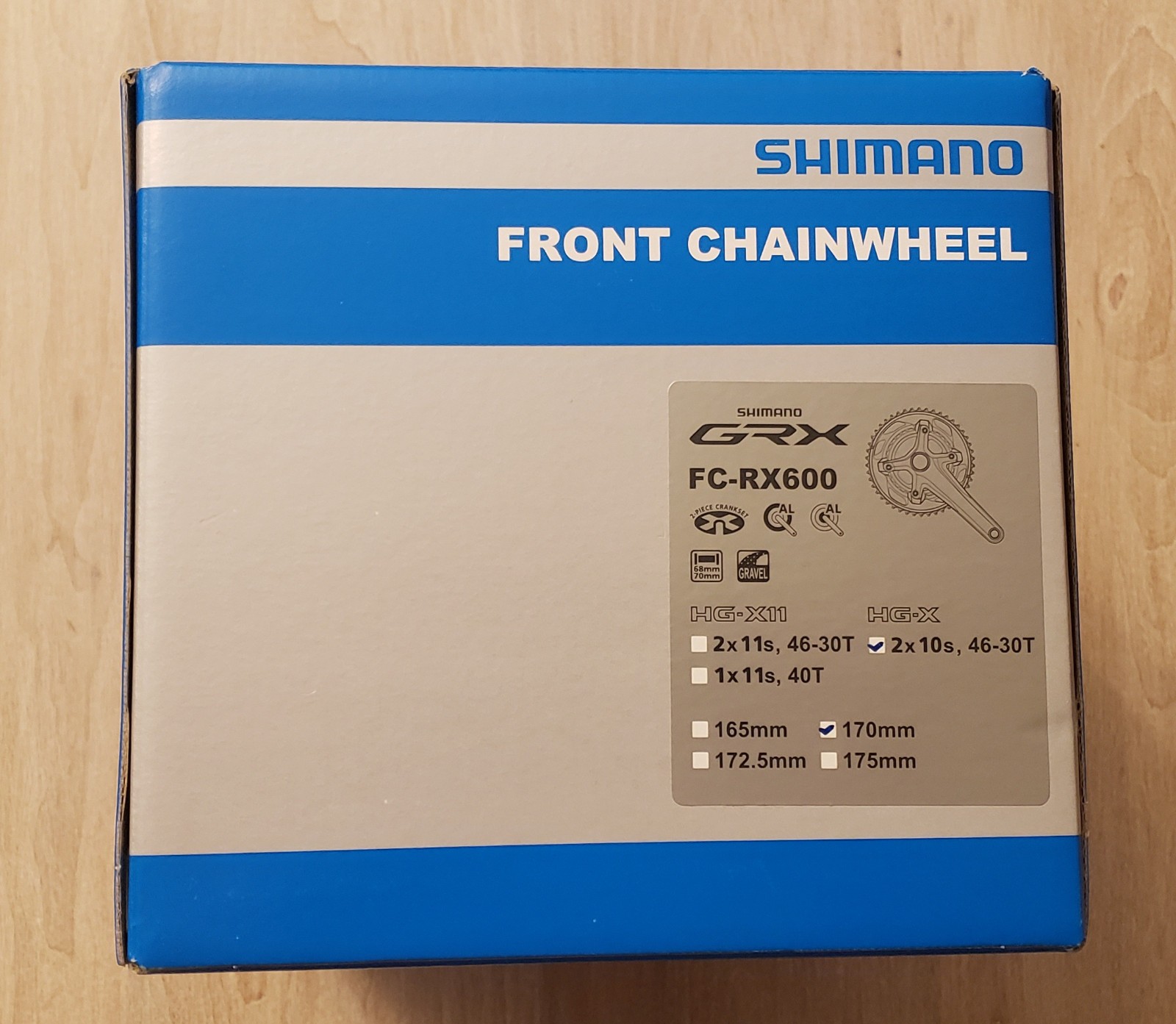 NEW! Shimano GRX Crankset Chainwheel FC-RX600 2×10 Spd 46-30T 170mm. Ships Fast