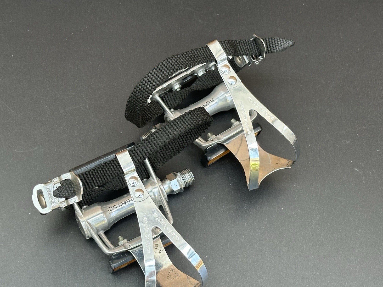 Vintage MKS Silvan Lite Road Pedals Christophe Toe Clips Silver 1990s Japan VGC!
