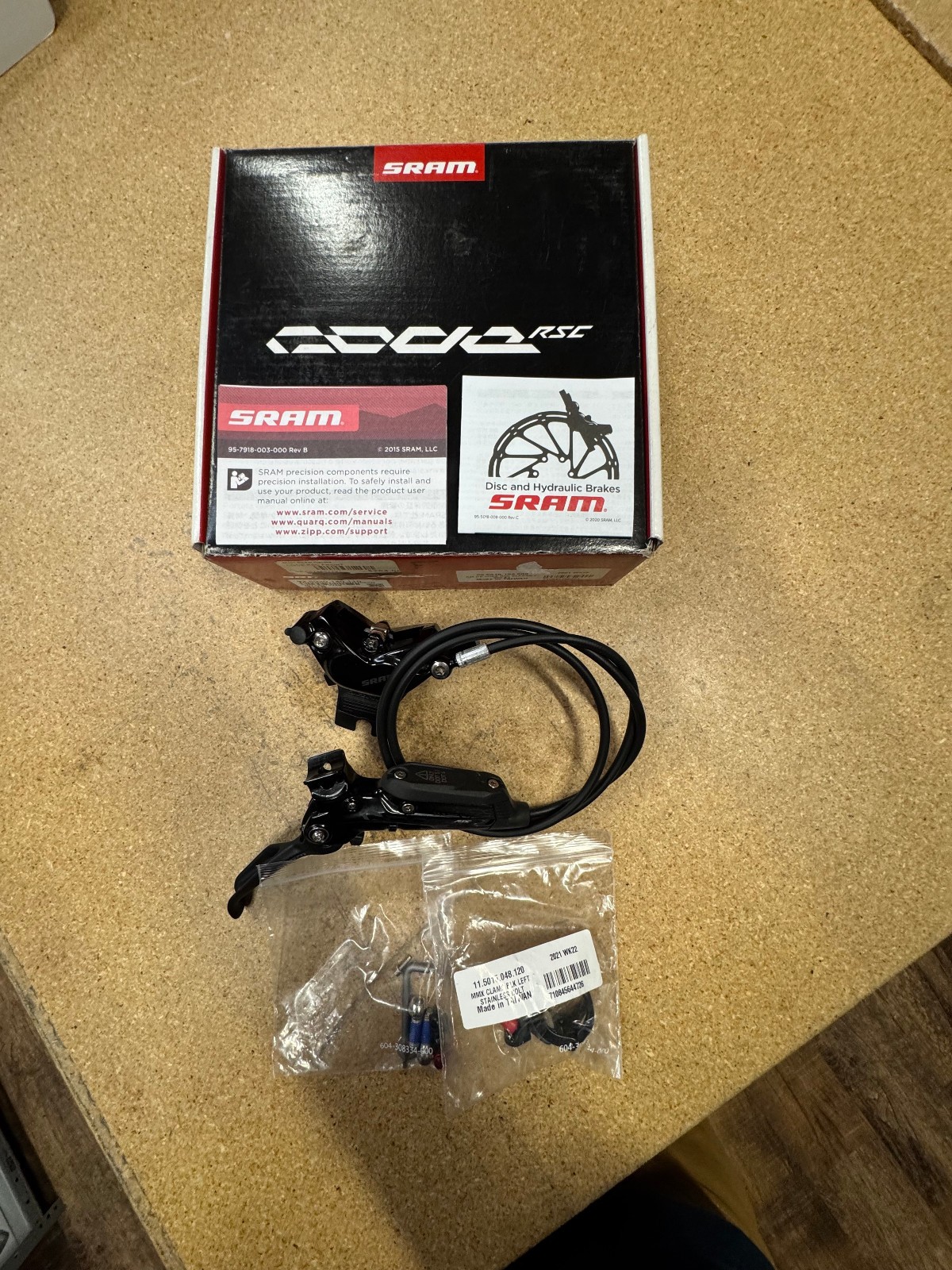SRAM Code RSC 4 piston front disc brake kit with caliper, cable, fittings
