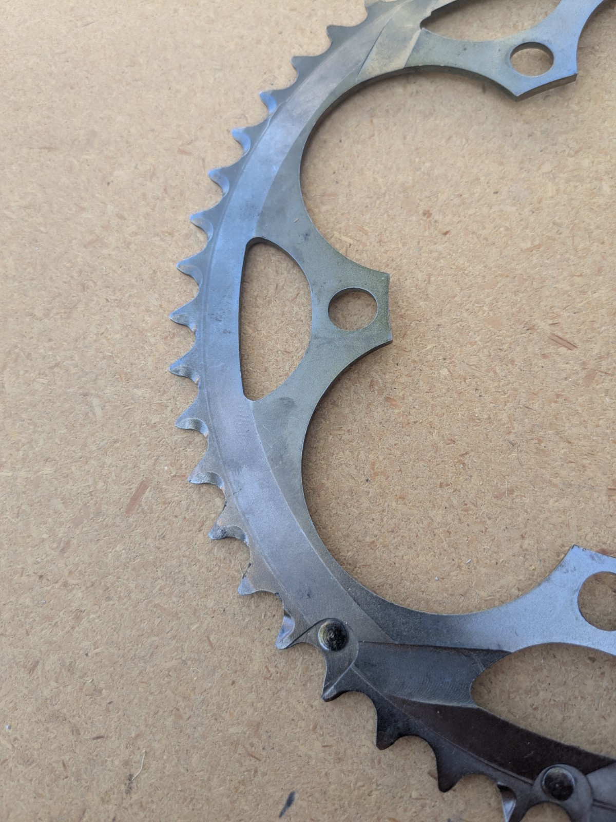 52 tooth x 130 bcd Road Bike Chainring Bicycle Grey Gloss Nice BIN Shift Pins