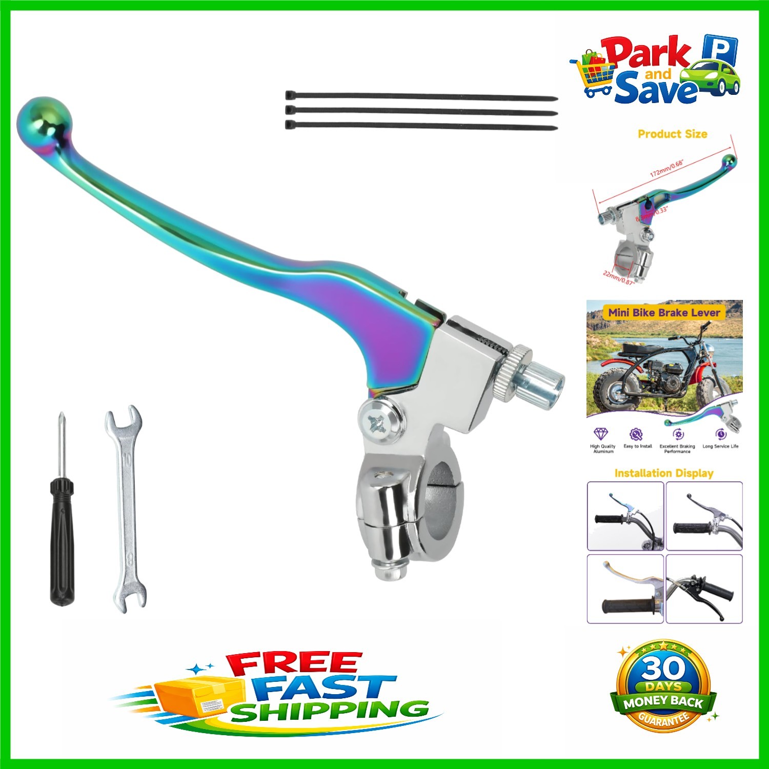 Electroplated 7/8» Left Brake Lever for Mini Bikes – Modern Style, Easy Install