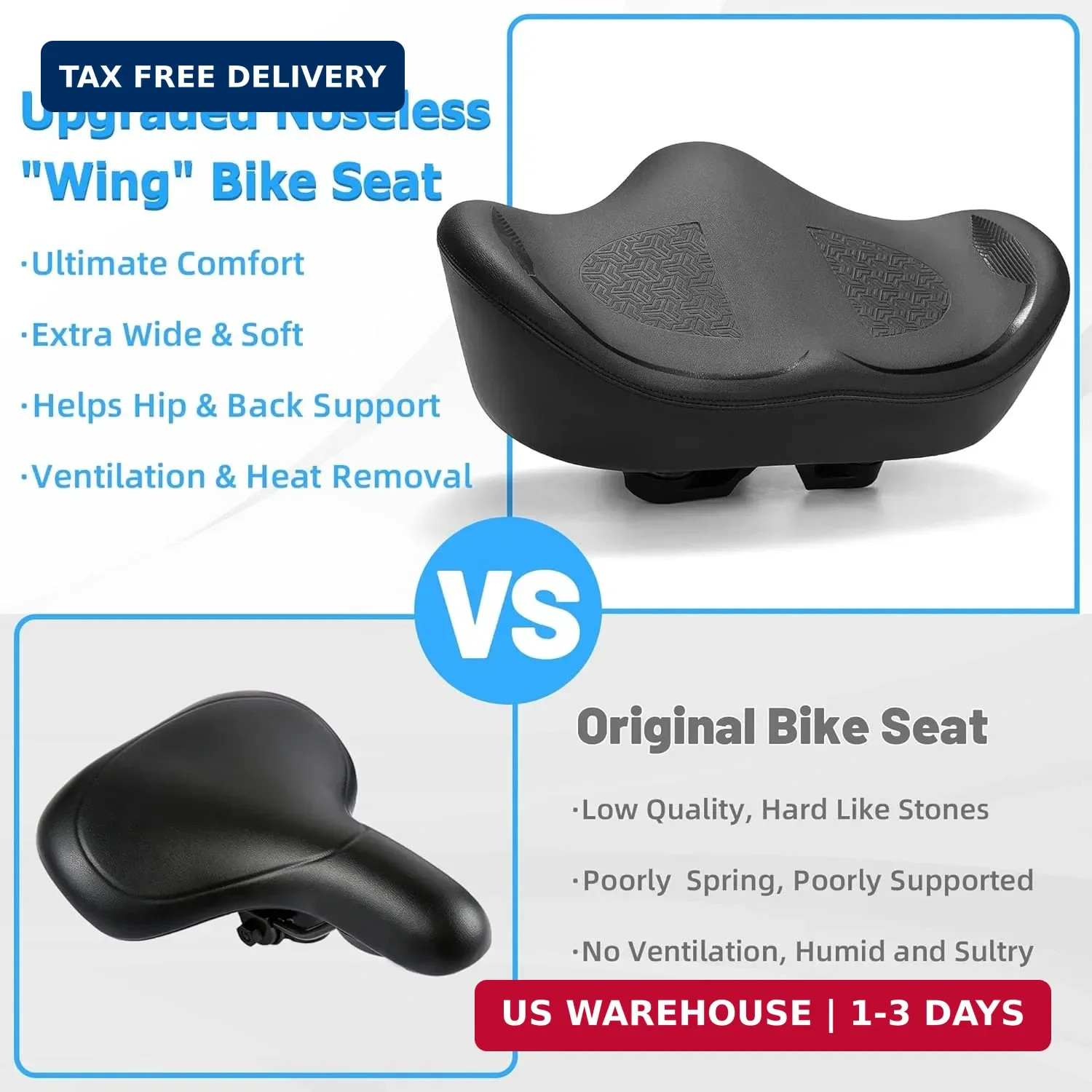 CDYWD Noseless Oversized Bike Seat for Men Women Comfort, Extra Wide Padded Bicy