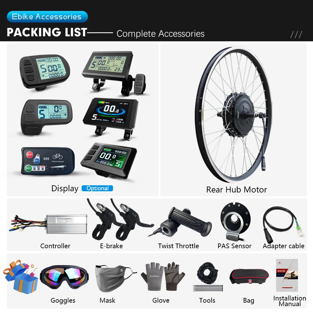 Electric Bike Conversion Kit 48V 1000W High Speed Brushless Hub Motor Wheel