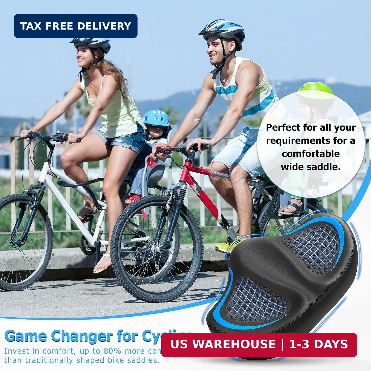 CDYWD New Noseless Bike Seat for Men Women Comfort, Extra Wide Soft Padded Bicyc