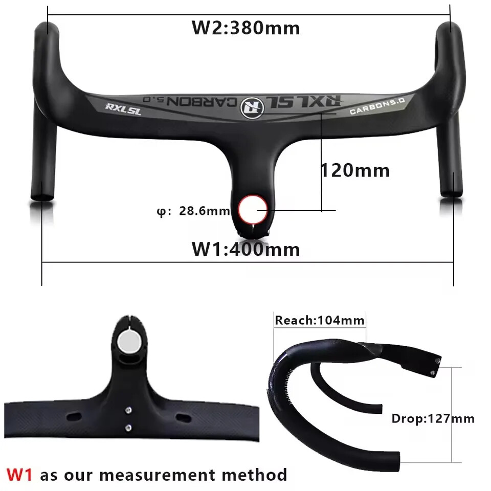 Carbon Road Bike Handlebar Integrated With Stem Internal Routing Drop Bar 28.6mm