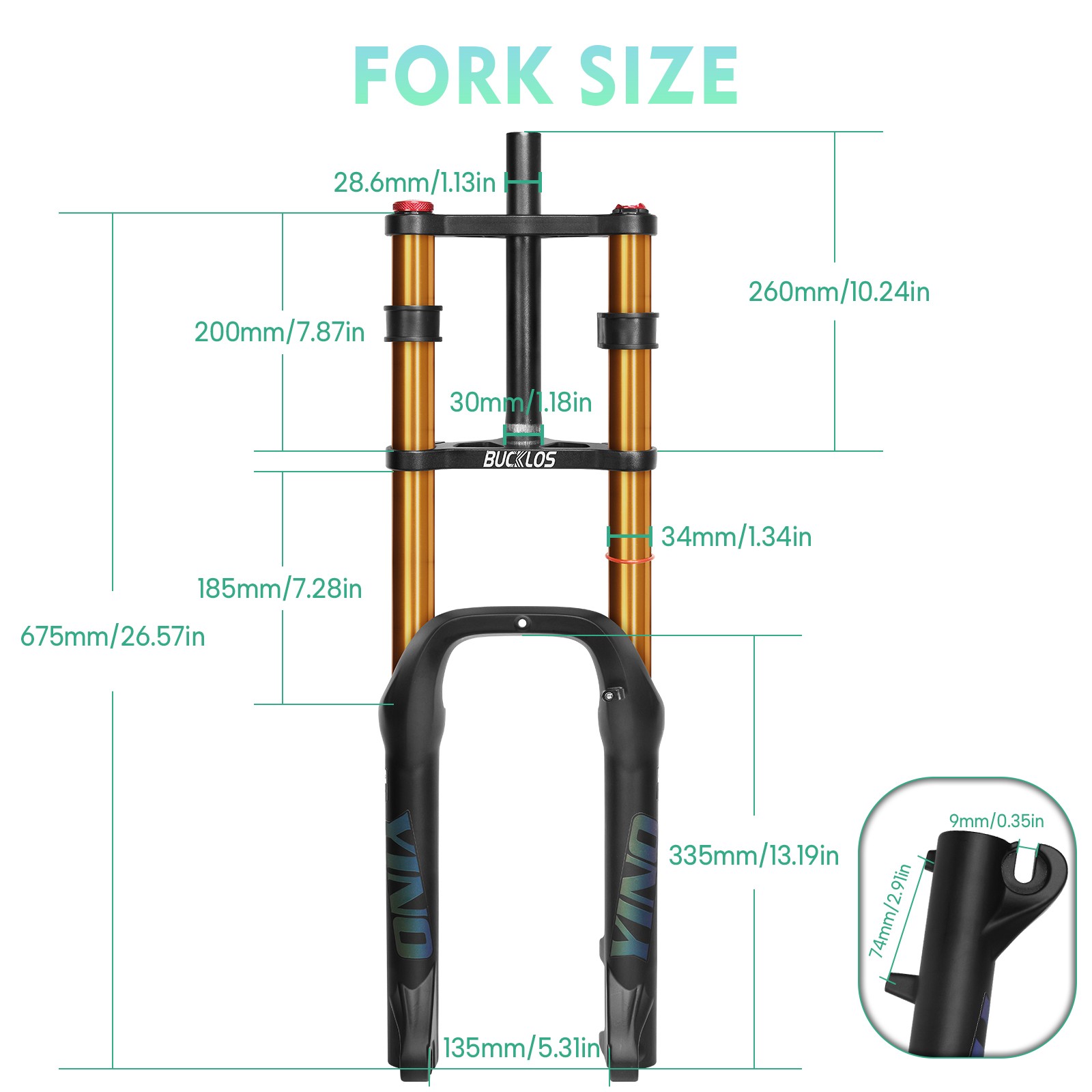 BUCKLOS 20 inch 4.0 Fat Tire E-Bike Air Suspension Fork 180mm Travel Front Forks
