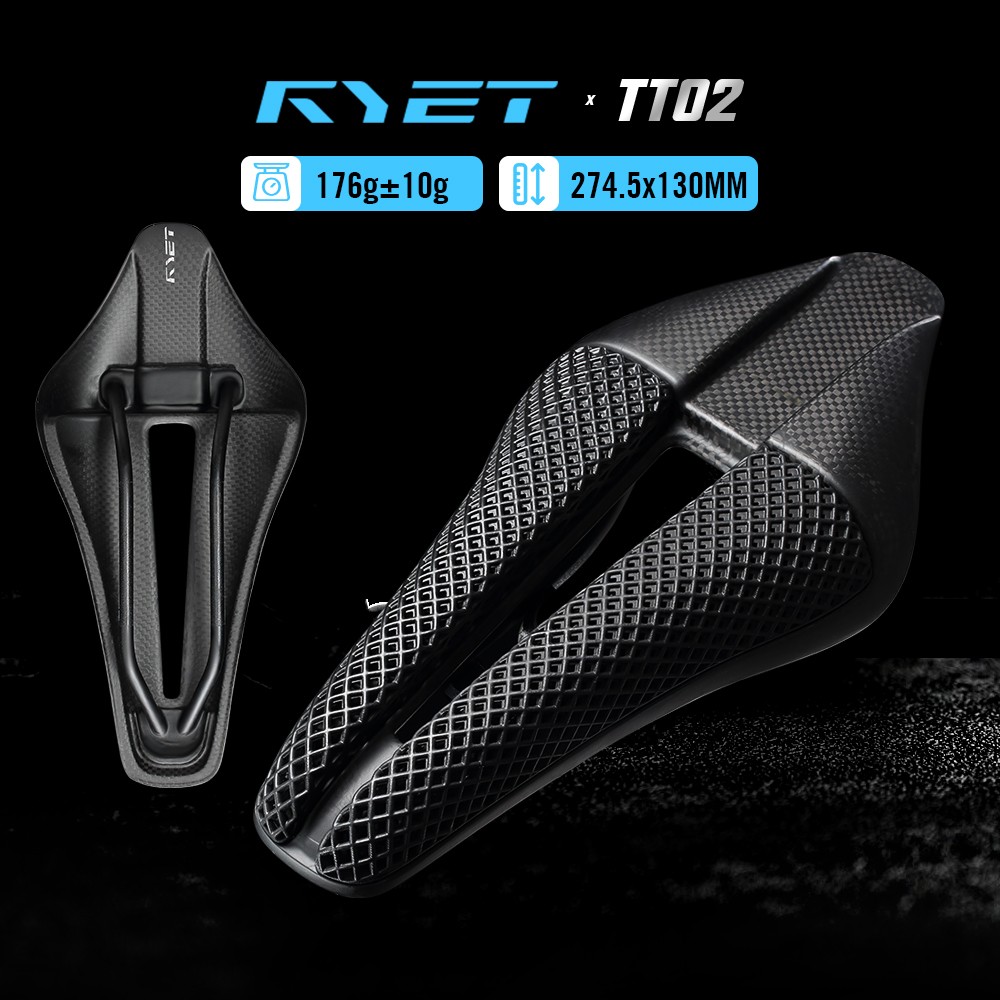 Full Carbon 3D Printed Triathlon Saddle Short Nose Wide Aero Design Carbon Shell