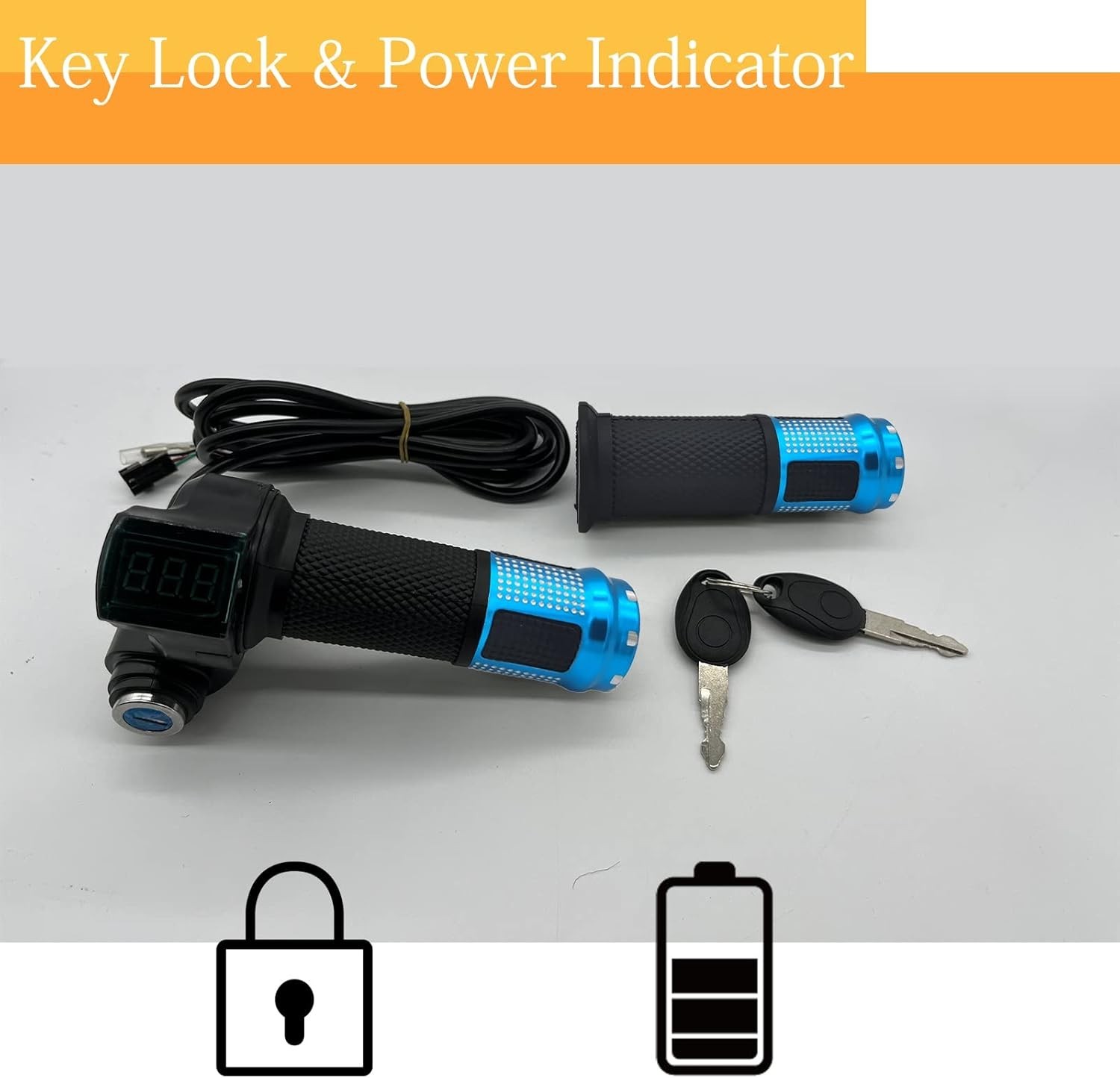 Auto-Detect Voltage Electric Bike Throttle with LCD Display & Non-Slip Grip