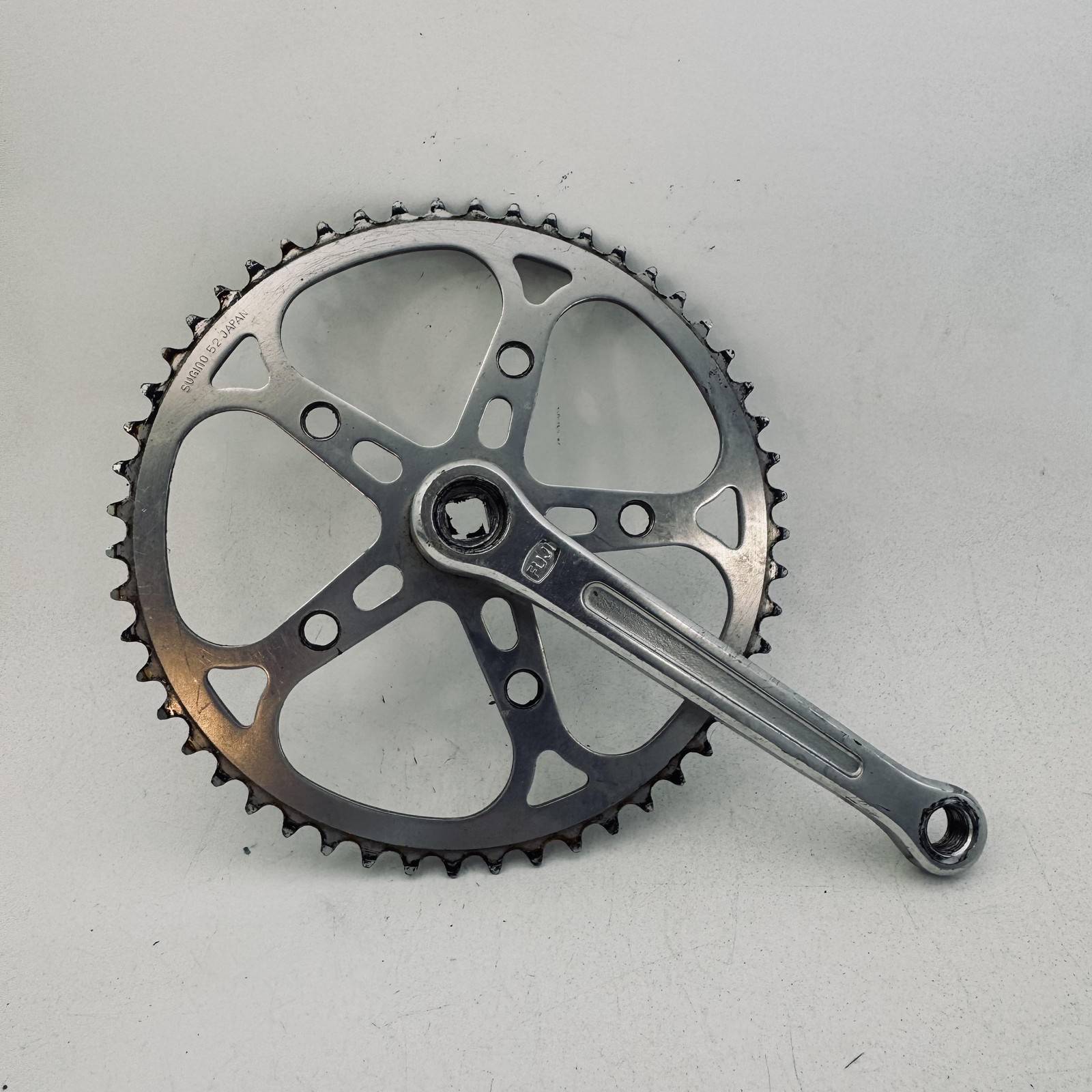Vintage Fuji F-12 Single Crank 171mm Sugino 52T Japan Road Bike Silver Part A78