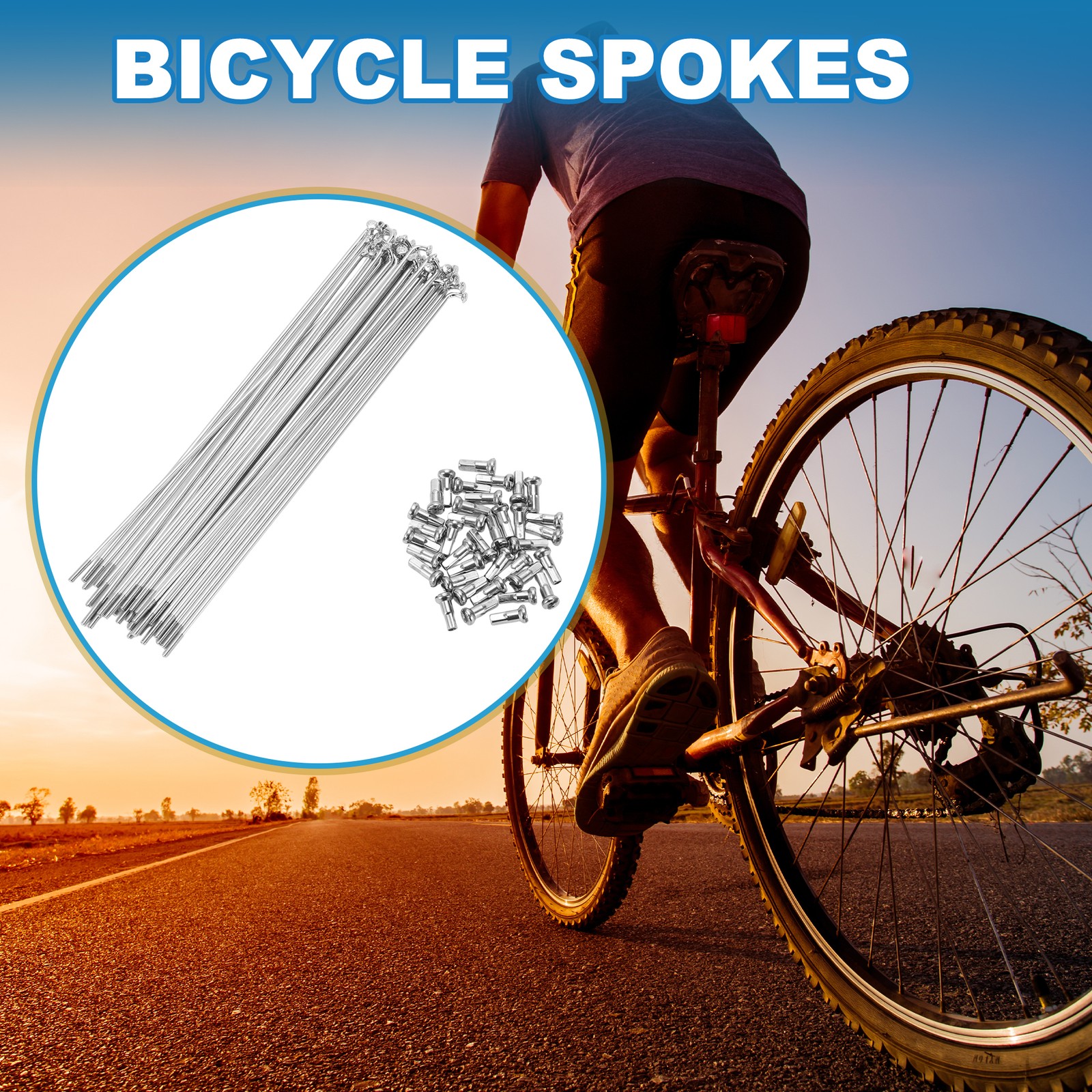 14G 185MM Bike Spokes for Mountain Bike Carbon Steel Silver 36pcs